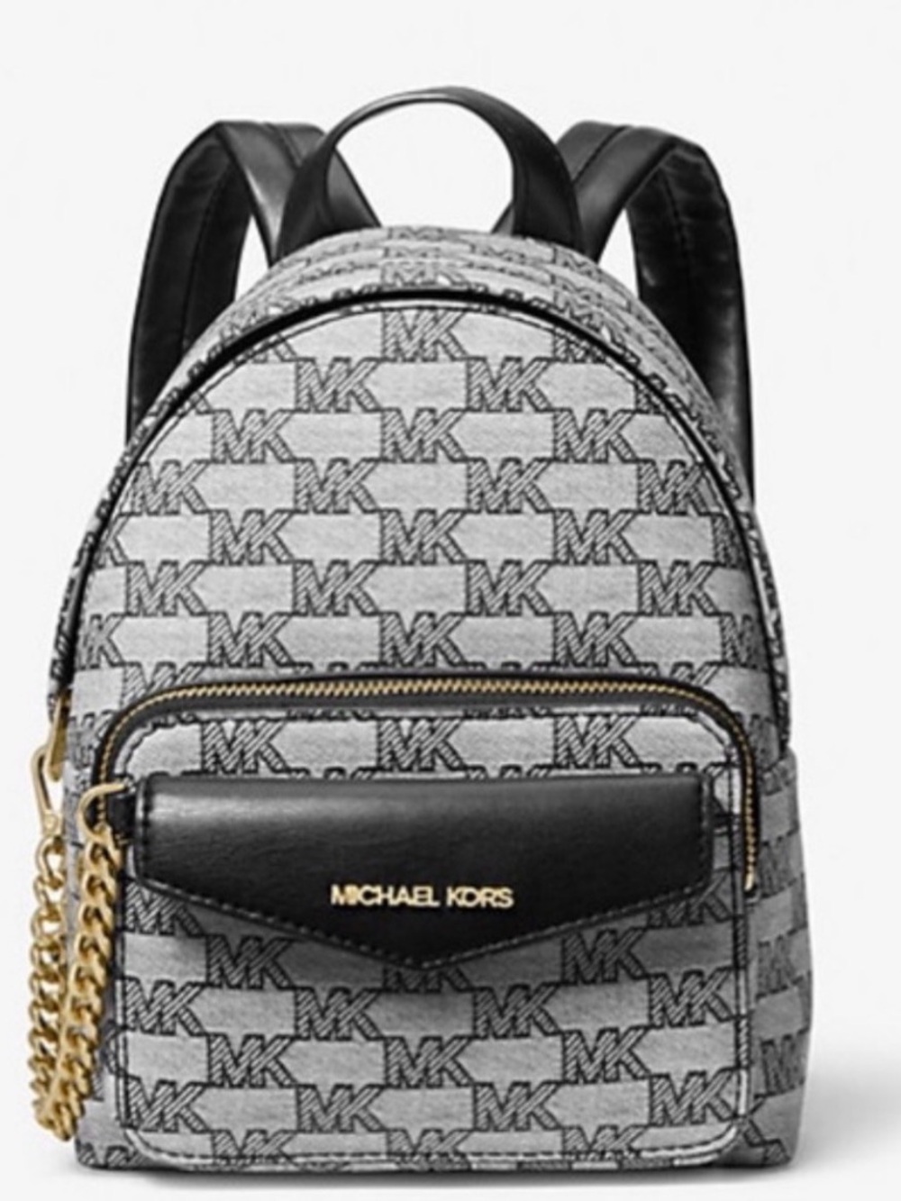 Michael Kors Gray MK Logo Mini Backpack with Black Trim